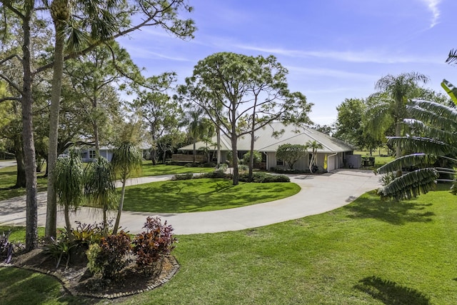 surrounding community with a yard and driveway