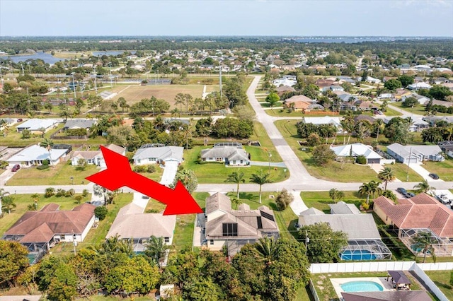 bird's eye view with a residential view