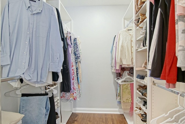 spacious closet featuring wood finished floors