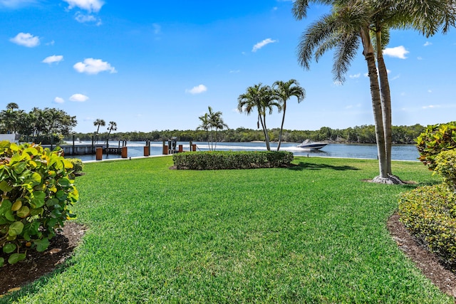 view of yard featuring a water view