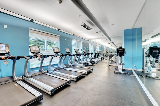 exercise room with visible vents