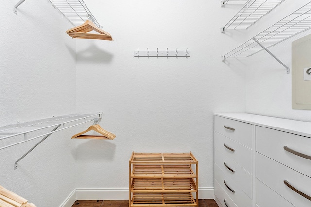 spacious closet with wood finished floors