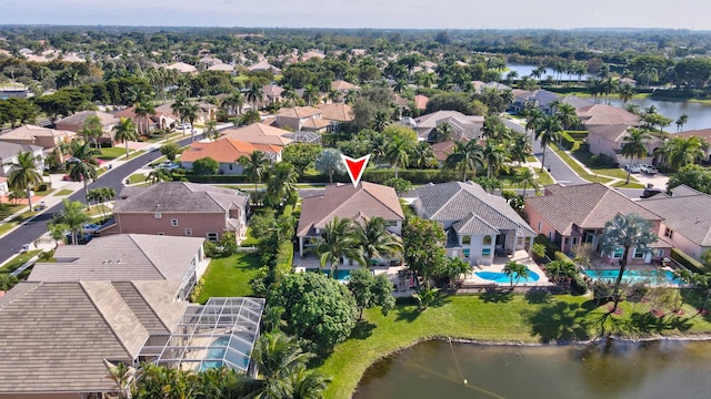 21741 Westmont Ct, Boca Raton, FL 33428 - aerial perspective of suburban area with a pool area and a nearby body of water