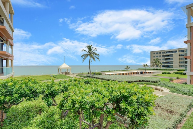 view of community featuring a water view