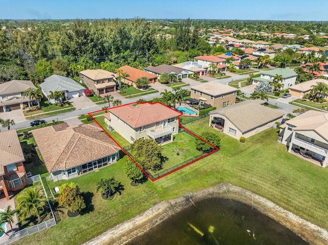 aerial view with a residential view