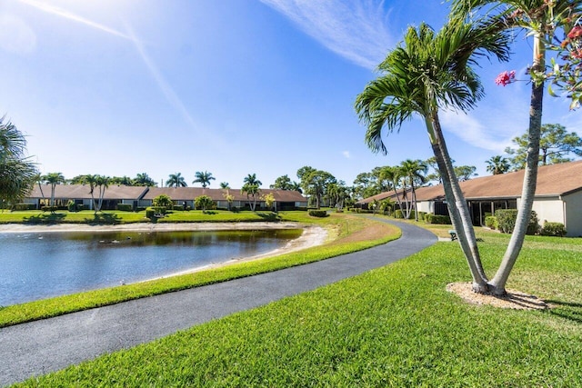 view of water feature with a residential view