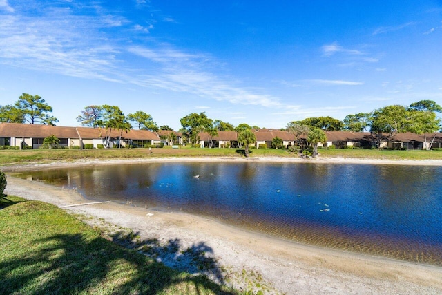 view of water feature with a residential view