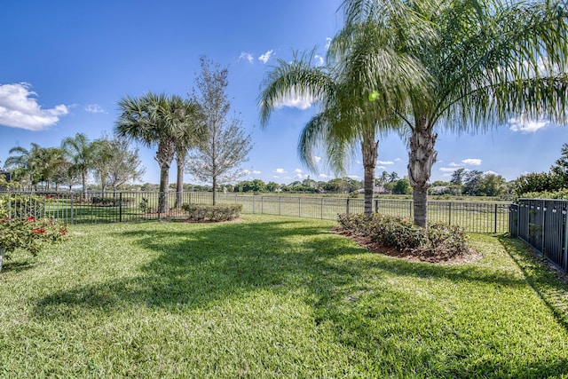 view of yard with a fenced backyard