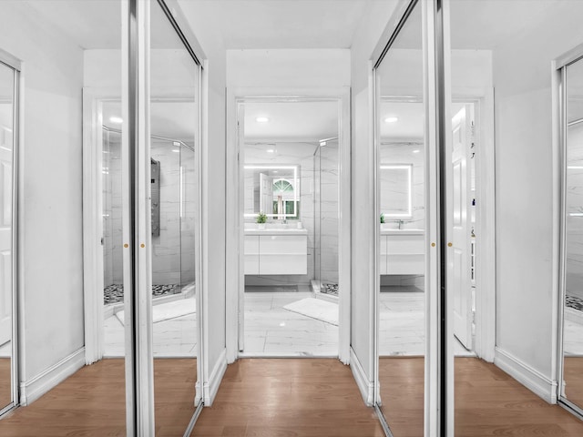 interior space with wood finished floors