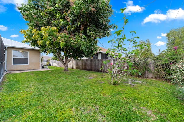 view of yard featuring a fenced backyard