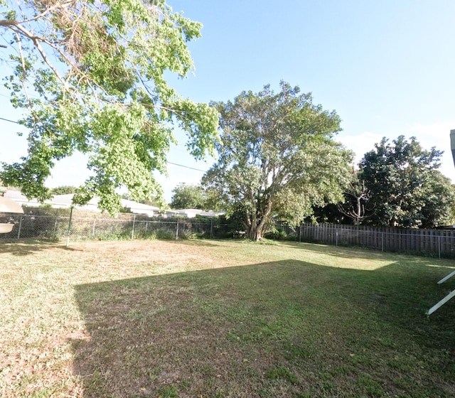 view of yard with a fenced backyard