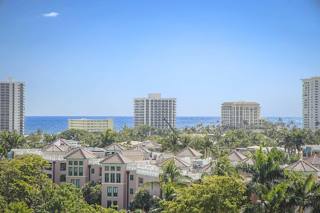 property's view of city featuring a water view