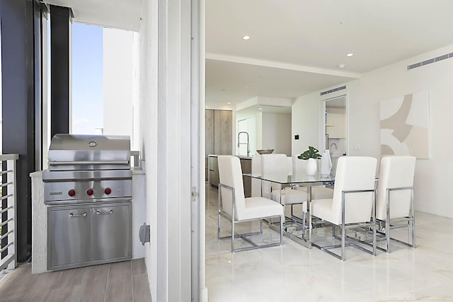 dining area with recessed lighting and visible vents