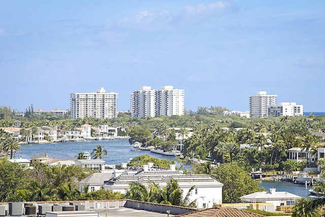 property view of water featuring a city view