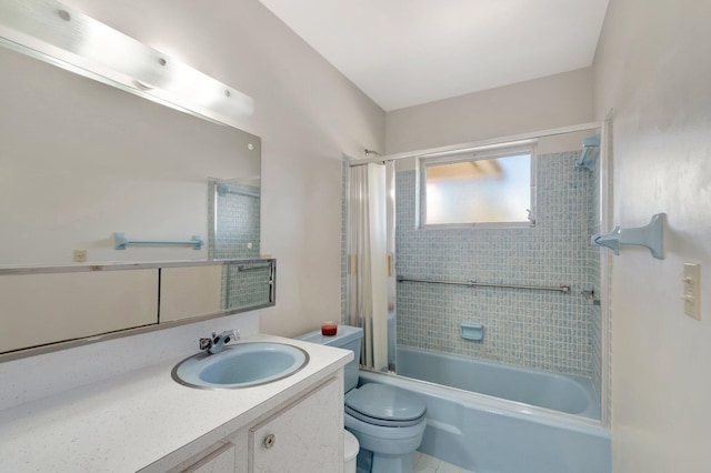 full bath with toilet, washtub / shower combination, and vanity