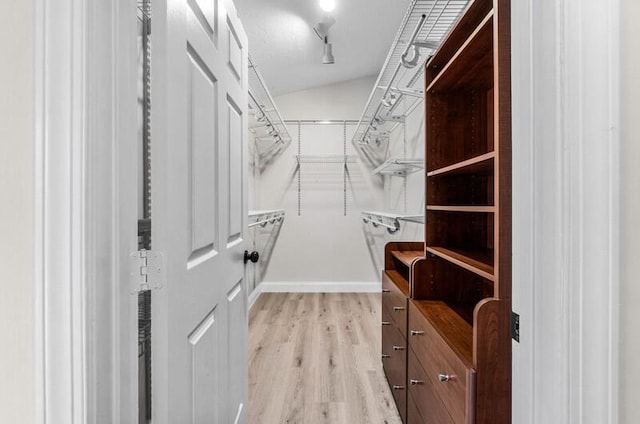 spacious closet featuring light wood-type flooring