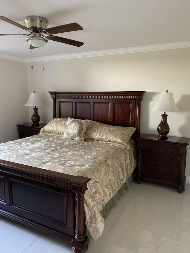 4822 Esedra Ct Unit 101, Lake Worth, FL 33467 - bedroom with ornamental molding and ceiling fan