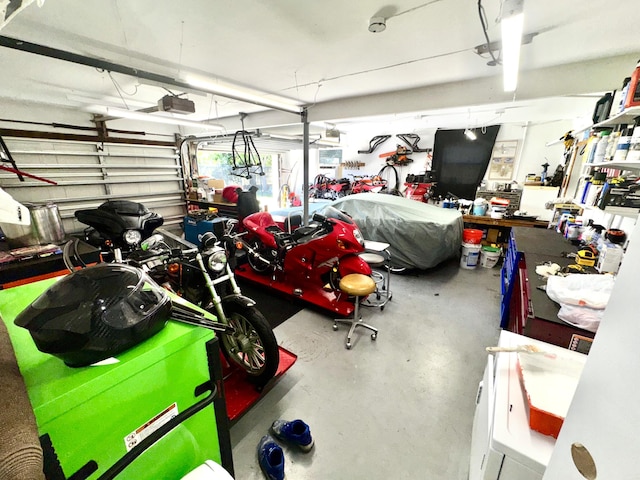 garage with a garage door opener