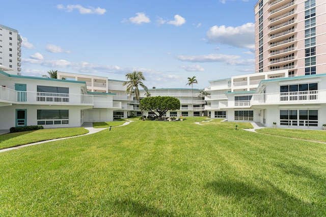 view of property's community with a lawn