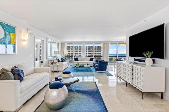 living room featuring expansive windows