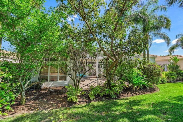 view of yard featuring a lanai