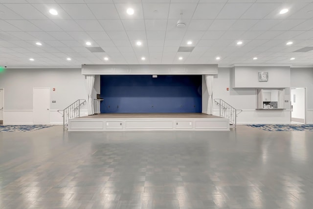 interior space with stairway, recessed lighting, and baseboards