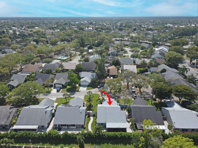 drone / aerial view with a residential view