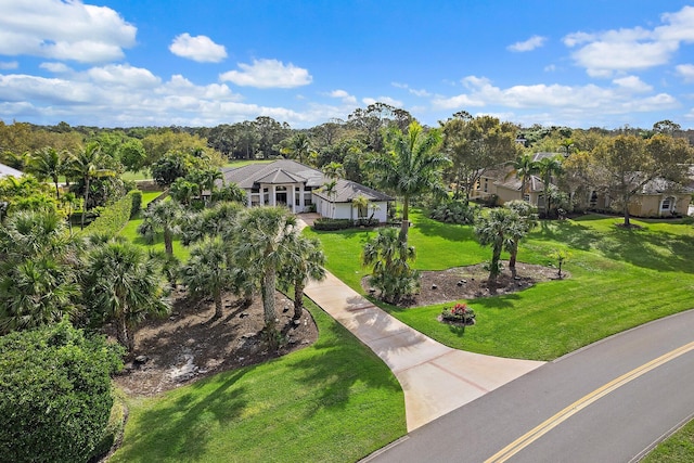 view of property's community with a yard