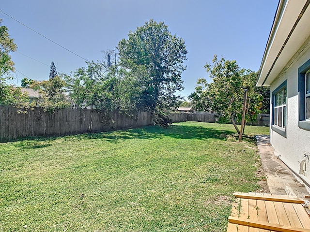 view of yard featuring a fenced backyard