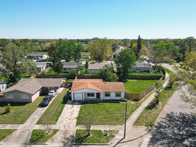 aerial view featuring a residential view