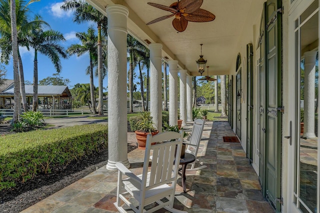view of patio with ceiling fan