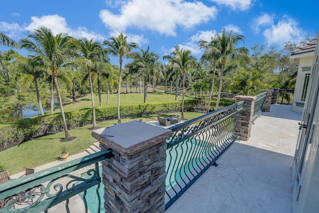 balcony with a patio area