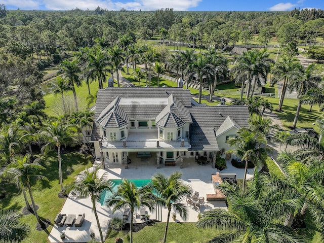 bird's eye view with a view of trees