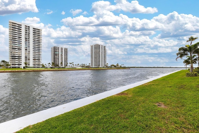 property view of water with a view of city