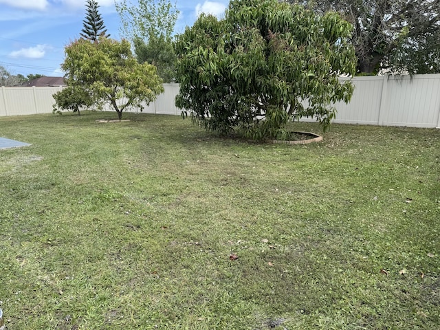 view of yard featuring a fenced backyard