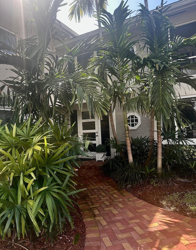 view of home's exterior featuring brick siding