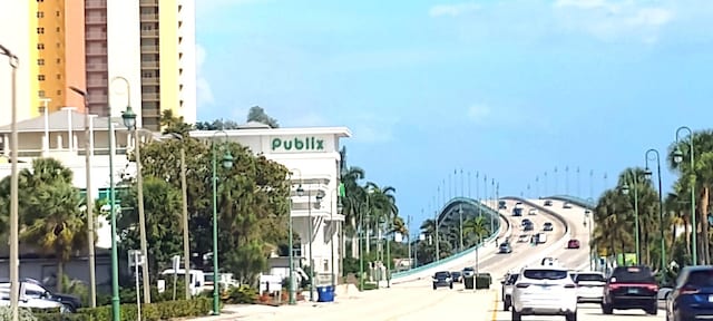 view of road with street lights