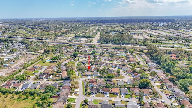 aerial view with a residential view