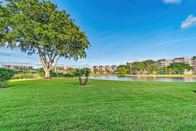 view of yard featuring a water view