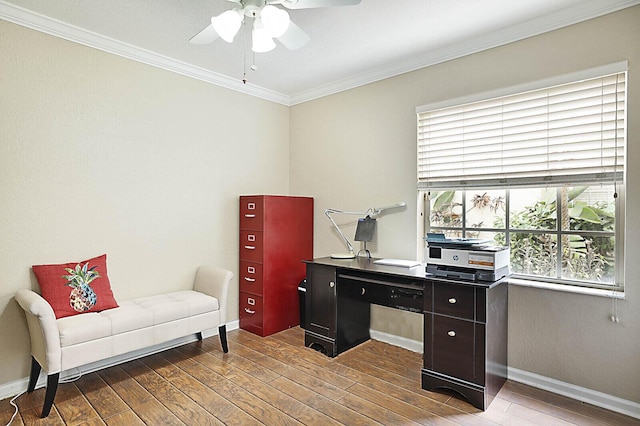 2045 NW 127th Ter, Coral Springs, FL 33071 - office space featuring wood finished floors, ceiling fan, and ornamental molding