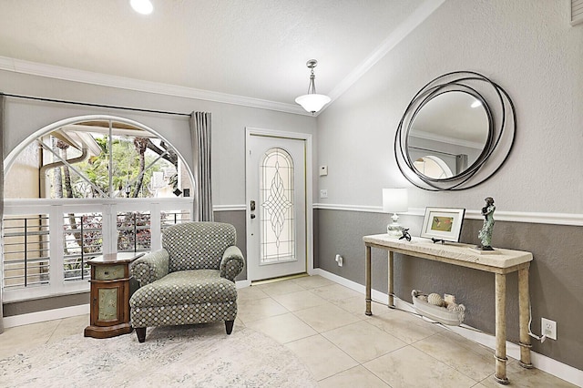 2045 NW 127th Ter, Coral Springs, FL 33071 - foyer featuring baseboards, ornamental molding, a textured wall, and light tile patterned floors