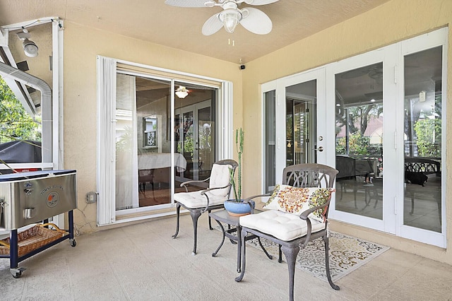 2045 NW 127th Ter, Coral Springs, FL 33071 - sunroom / solarium featuring french doors and a ceiling fan