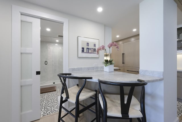 dining area featuring visible vents and recessed lighting