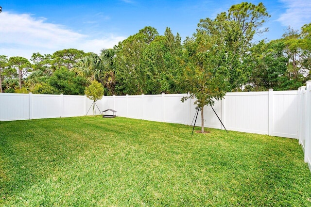 view of yard featuring a fenced backyard