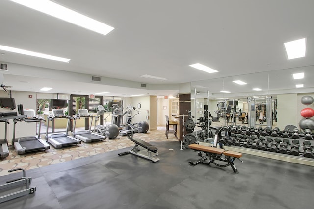 exercise room with visible vents