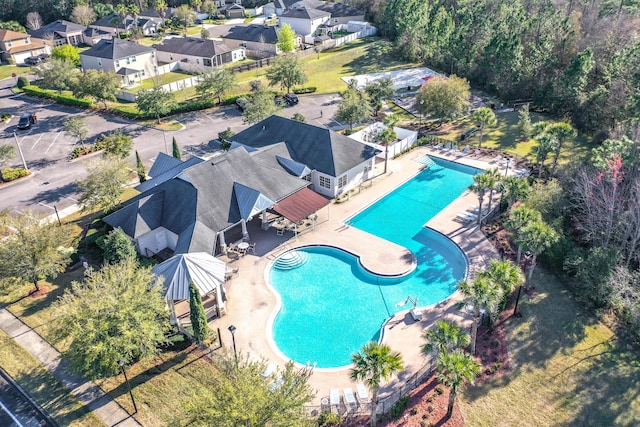 aerial view with a residential view