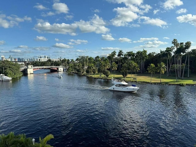 property view of water featuring a dock