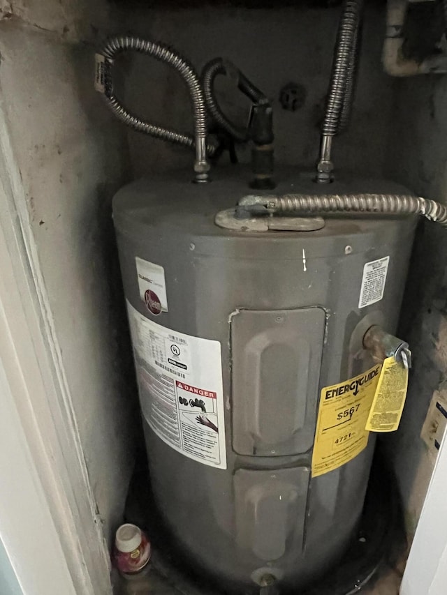 utility room featuring electric water heater