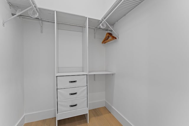 spacious closet featuring light wood-style flooring