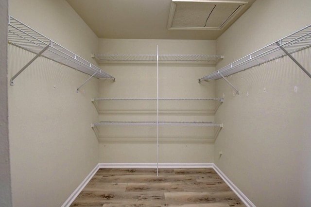 spacious closet with wood finished floors